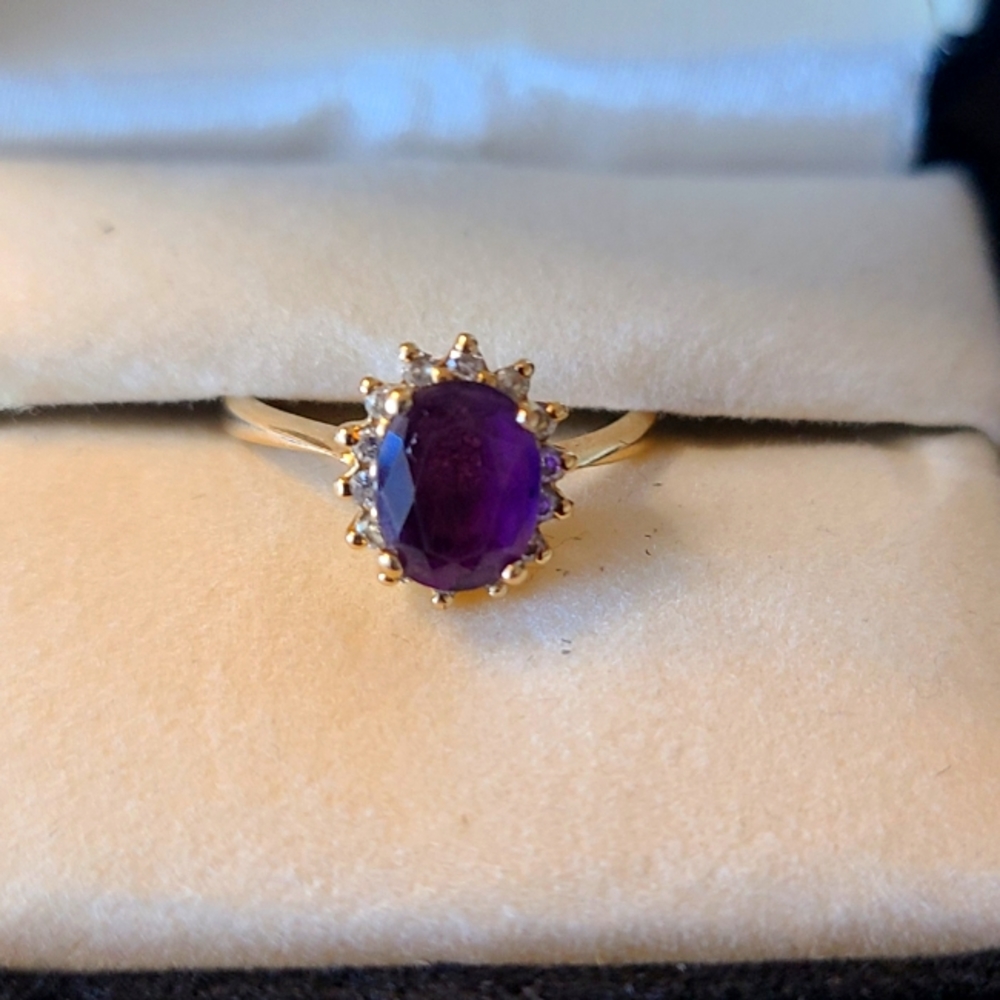 Amethyst and Diamond Ring, 10kt Yellow Gold